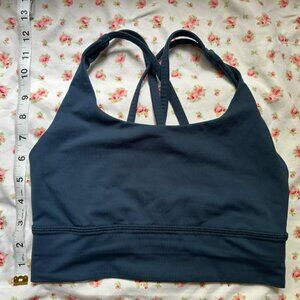 Lululemon Teal/Navy Strappy Back Sports Bra with Crisscross Design